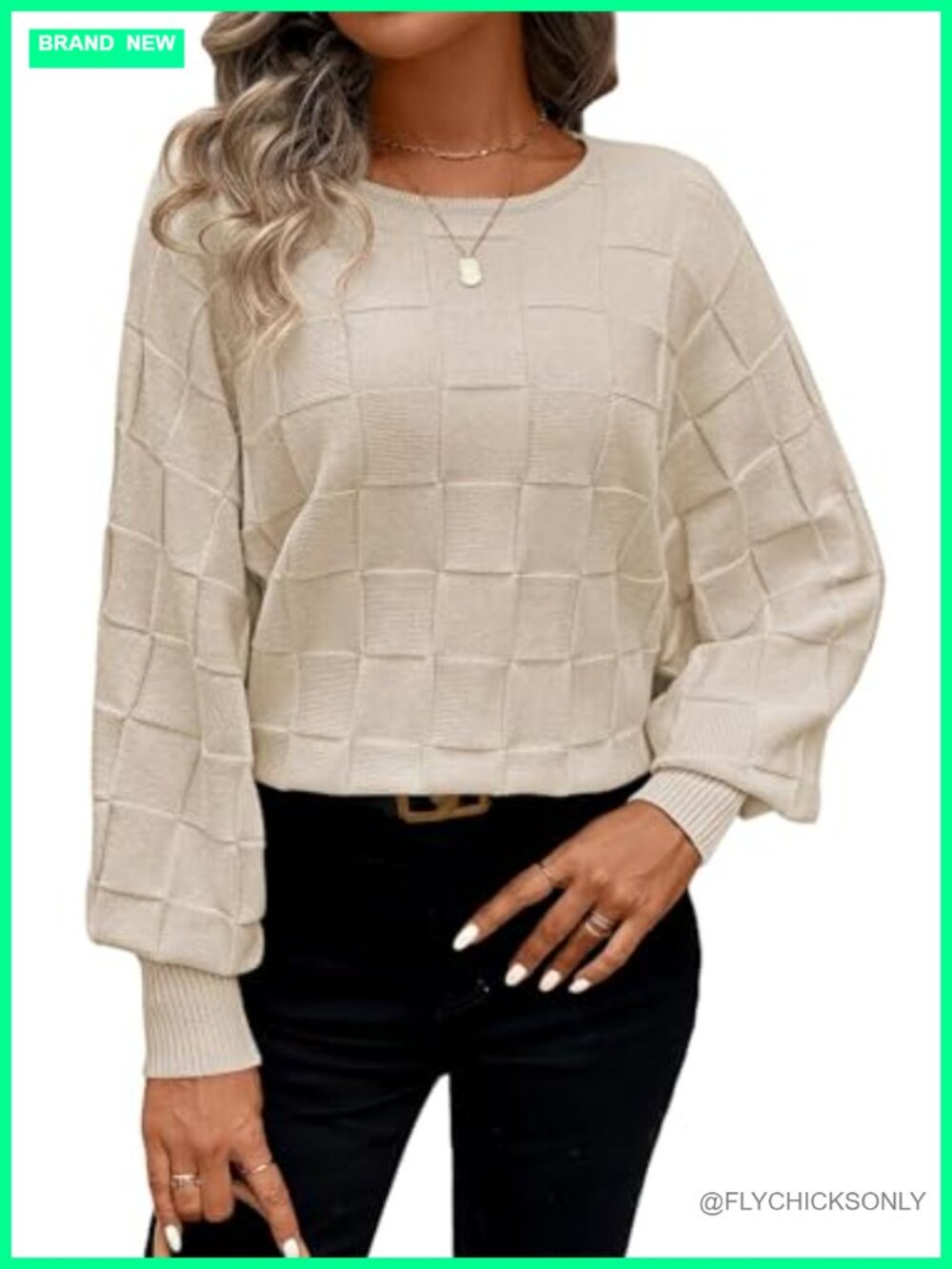 Batwing Sleeve Oversized Pullover Knit Sweater Crewneck